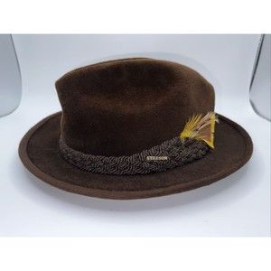 VINTAGE STETSON FEDORA HAT THE SOVEREIGN BROWN SZ 6 7/8